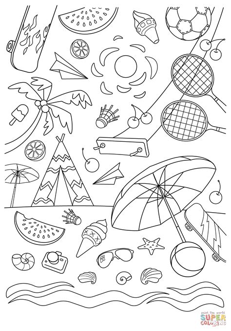 summer activities coloring page  printable coloring pages