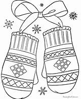 Winter Coloring Pages Mittens Color sketch template