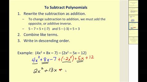 adding  subtracting polynomials youtube