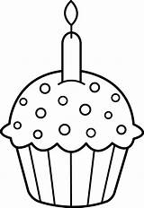 Coloring Birthday Cupcake Clip Sweetclipart sketch template