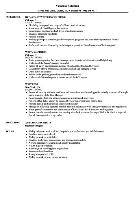 resume waitress waitress resume examples tips