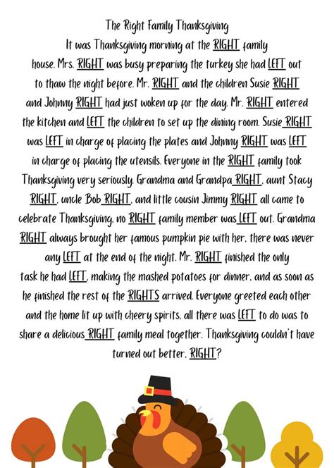 printable left  thanksgiving game    perfect game