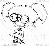 Girl Nerdy Cartoon Toonaday Royalty Outline Illustration Rf Clip Clipart 2021 sketch template