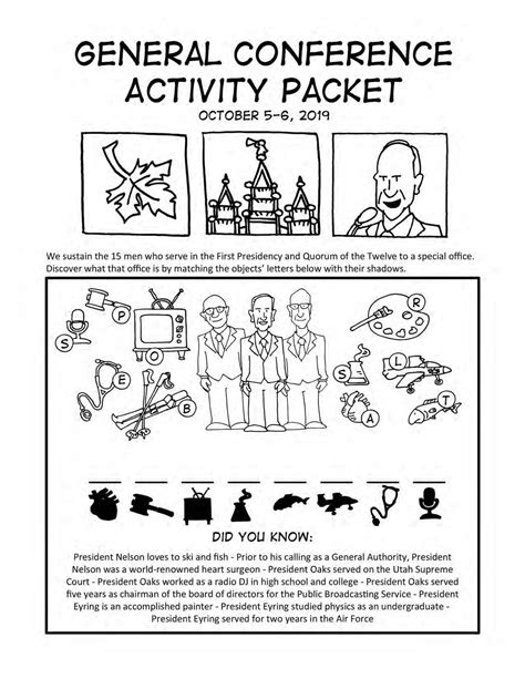 general conference activity coloring activity packets october