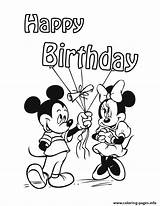 Birthday Happy Coloring Mickey Mouse Disney Pages Printable Drawing Cake Minnie Print Text Clipart Color Drawings Book Clip Friends Library sketch template