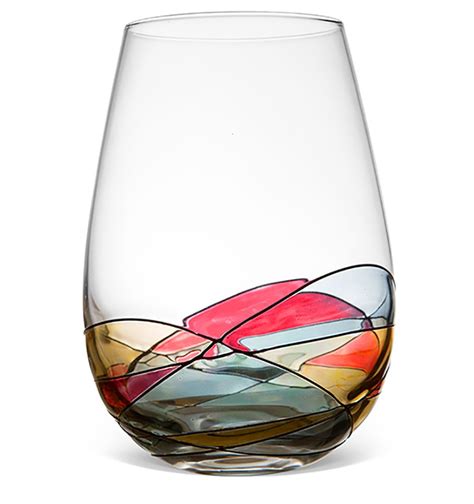 Antoni Barcelona Hand Painted Stemless Wine Tumbler Unique Drinking