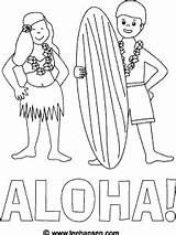 Coloring Kids Pages Luau Aloha Hawaiian Surfing Surfer Color Sheet Crafts Beach Surfboard Boy Party Theme Tropical Template Hula Pdf sketch template