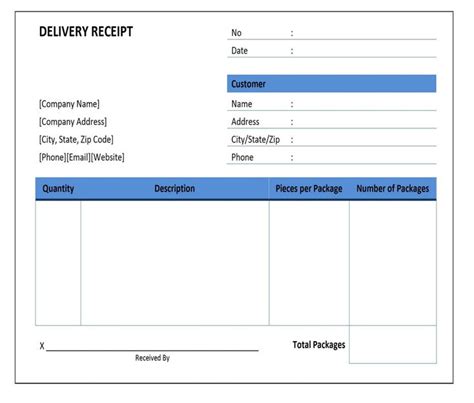delivery receipt template  word  excel  proof