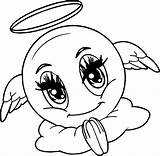 Emoji Coloring Pages Print Kids Size Printable Angel sketch template