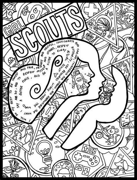 girl scouts coloring page etsy