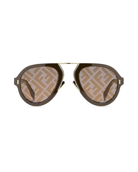 Fendi 53mm Aviator Logo Sunglasses In Brown For Men Lyst