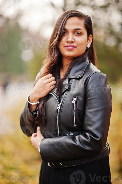 Close Up Portrait Of Pretty Indian Girl In Black Saree Dress And