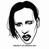 Manson Marilyn Vector Drawing Portrait Silhouette Singer Choose Board Vectorportal sketch template