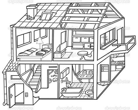 black  white image  house interior clipart clipground