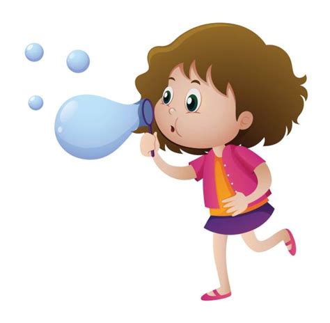 Royalty Free Clip Art Of A Girl Blowing A Bubble Clip Art Vector