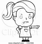 Angrily Girl Pointing Clipart Cartoon Cory Thoman Outlined Coloring Vector sketch template