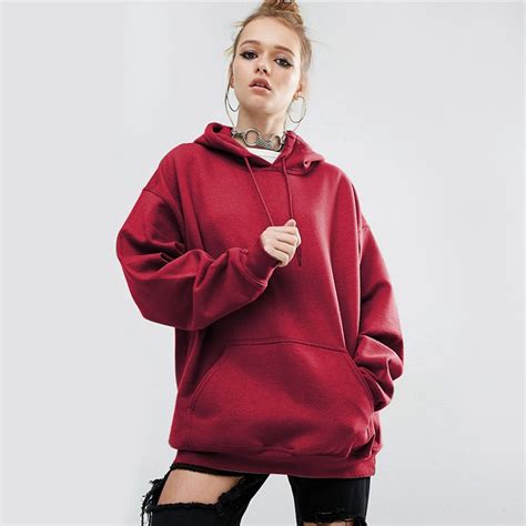S 5xl Plus Size Loose Hoodies Sweatshirts Women Long Sleeve Red Girl