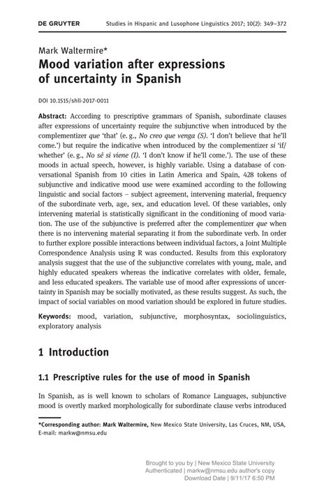 mood variation  expressions  uncertainty  spanish