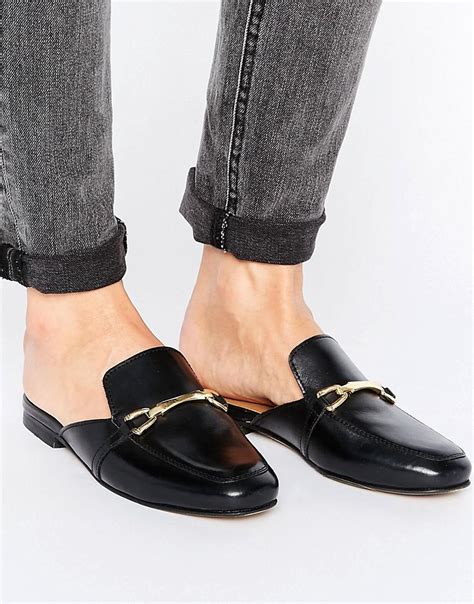 asos  leather mule loafers  black lyst