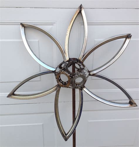 flower welded  bike rims  sprockets bicycle parts art metal