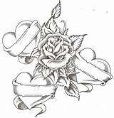 Coloring Hearts Pages Roses Rose Popular sketch template