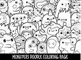 Coloring Pages Doodle Printable Monsters Kawaii Cute Adults Kids Monster Doodles Etsy Colouring Description Choose Board Pdf Draw sketch template