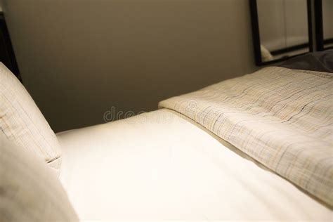 bed   bedroom  night stock photo image  domestic cozy