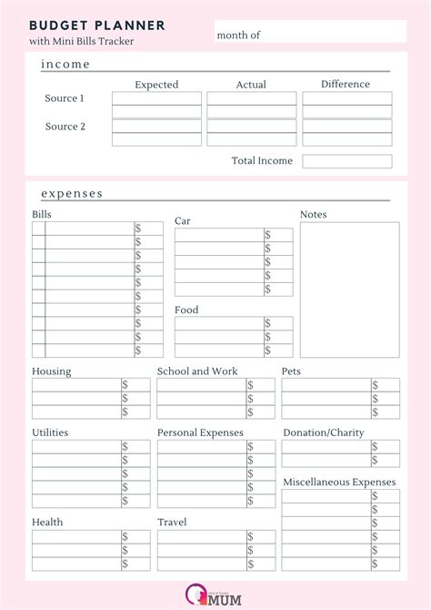 budget planner template australia printable form templates