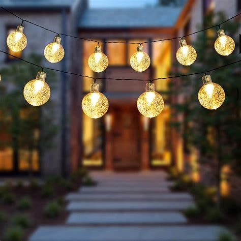 leds solar powered crystal bubble string lights  garden balcony courtyard outdoorwarm