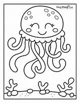 Jellyfish Sleepy Underwater Creature sketch template