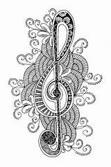 Coloring Pages Music Adult Mandala Musique Coloriage Clef Treble Adults Zentangle Printable Mandalas Drawings Doodle Colouring Piano Musical Notes Colorear sketch template