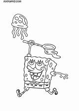 Spongebob Esponja Medusas Catches Jellyfish Captura Mylitlekid sketch template