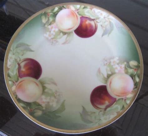 Thomas Sevres Bavaria Peaches Hand Painted 9 Plate Trimmed In Gold Ebay