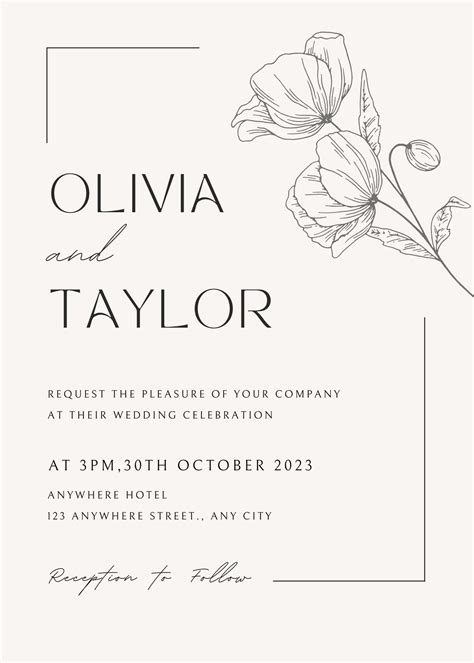 black  white wedding invitation templates