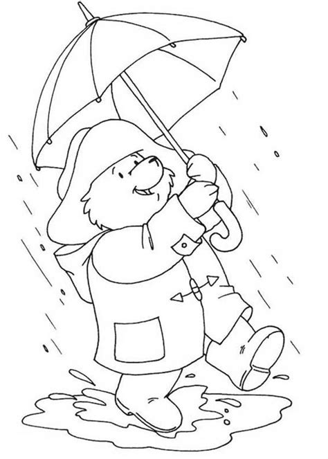 paddington bear walking   rainy day coloring page color luna