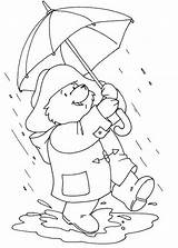 Rainy Paddington Bear Coloring Walking Around Color sketch template