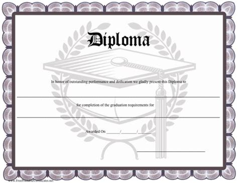 diploma printable certificate