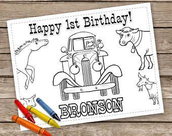 blue truck personalized birthday party coloring page