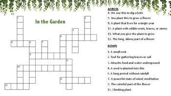 garden crossword puzzle  speechless designs teachers pay teachers
