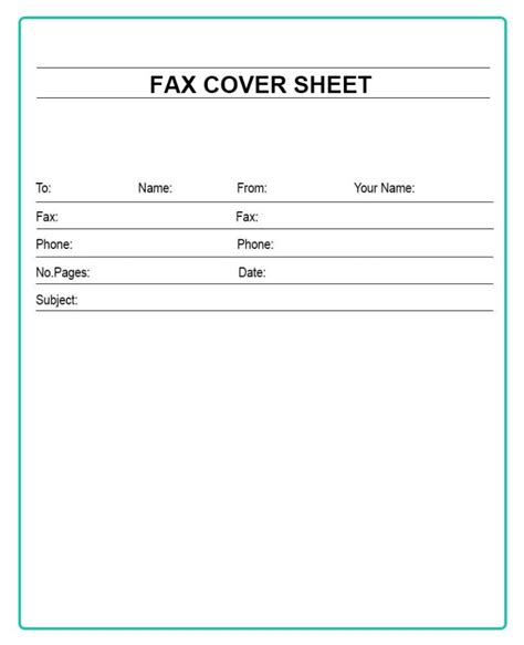 basic fax cover sheet  printable template