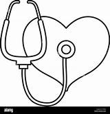 Stethoscope Heart Stock Alamy Rhythm Tool Sign Line sketch template