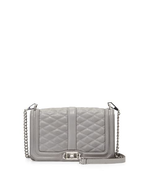 rebecca minkoff love quilted crossbody bag  gray charcol lyst