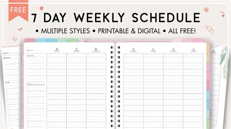 day weekly schedule template world  printables