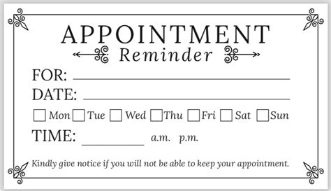 appointment reminder cards business card size pack   great