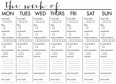 pin   daily weekly schedule template