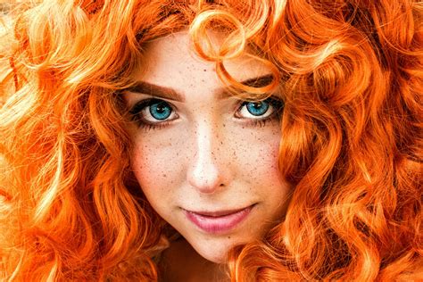 blue eyed freckled girl with voluptuous red hair hd wallpaper