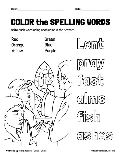 catholic spelling vocabulary words lent worksheets thecatholickidcom