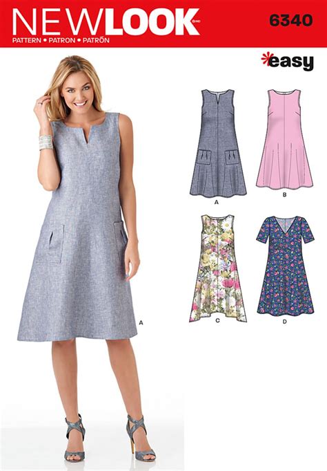 new look pattern 6340 misses easy dresses sewing patterns online