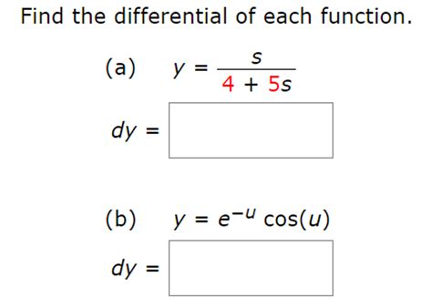 solved find  differential   function    cheggcom