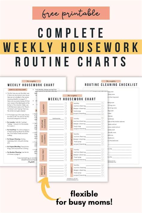 printable chore chart  adults  cleaning checklist